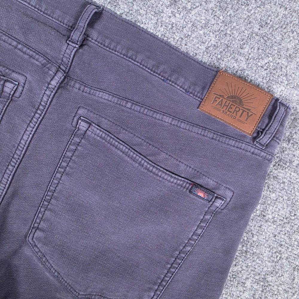 Faherty Stretch Terry 5-Pocket Pants Mens 36 Navy Blue MBC0020-NVY